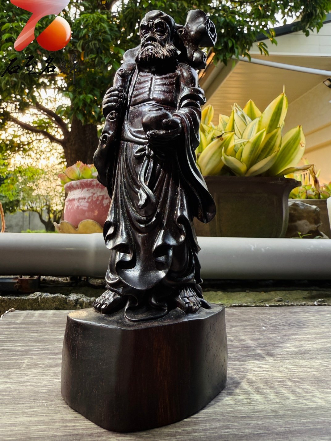 印度小葉紫檀滿金星純手工雕作品【達摩祖師】鎮宅辟邪 頂級匠藝