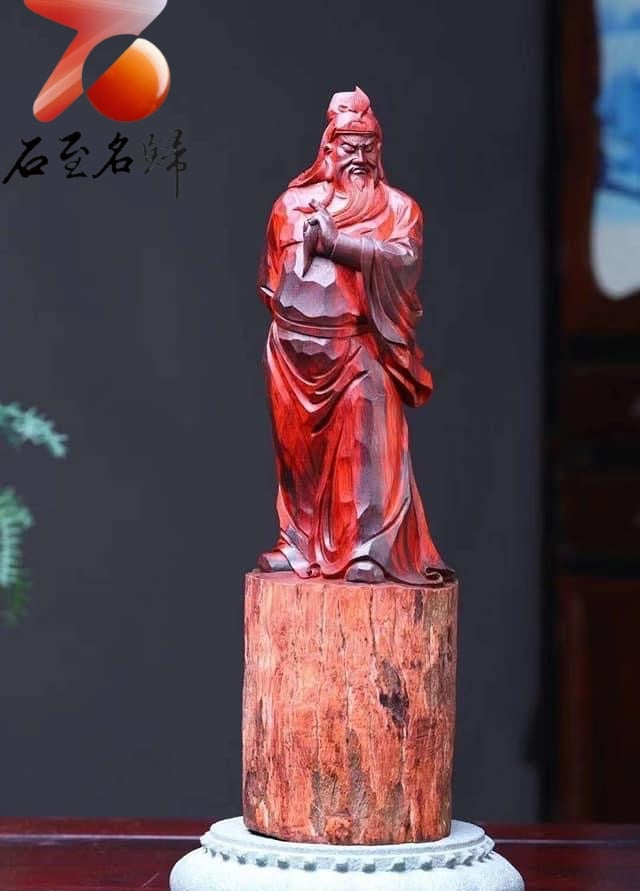 印度小葉紫檀高油密拆房老料快刀作品【關公】