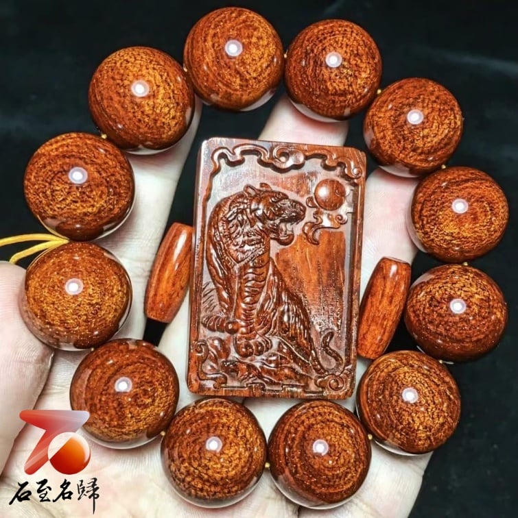 印度小葉紫檀極品大龍鱗 20mm×12顆【虎嘯山林】