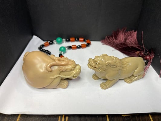 老師傅手工 寮國旗降體手把件【古獸龍龜】