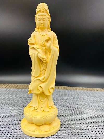 黃楊木精雕作品【如意觀音】