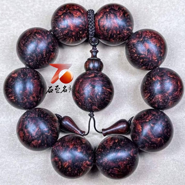 天然 海南黃花梨紫油梨老料臻藏品【爆滿芝麻花瘤疤王25mm手珠】