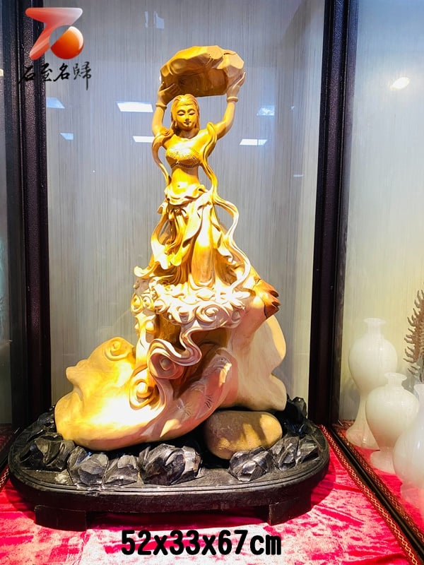 崖柏木整料雕刻【女媧補天】