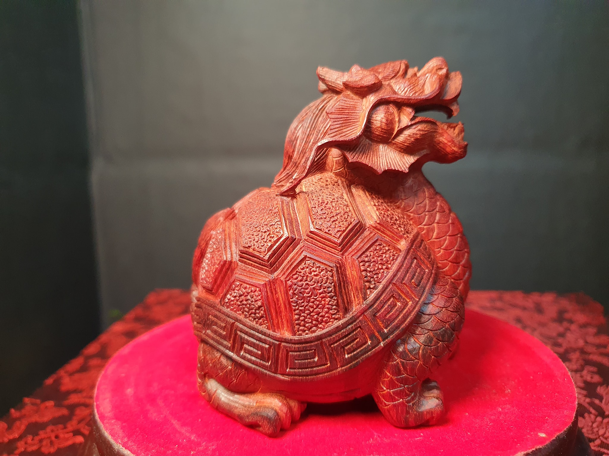 特選印度小葉紫檀實心料製【2號招財龍龜】