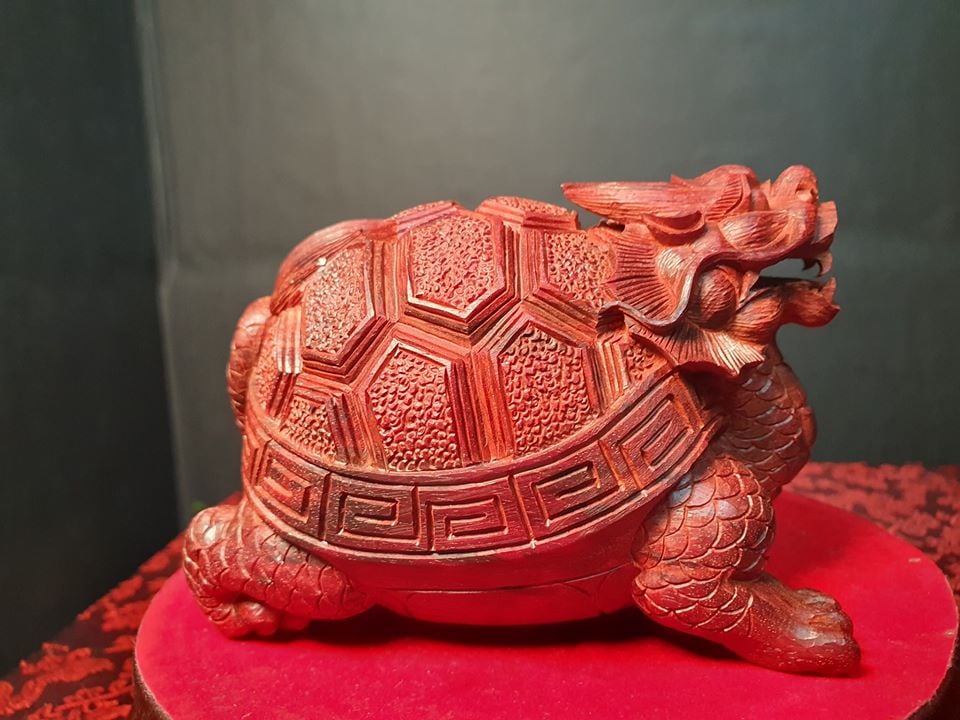 精選印度小葉紫檀實心料製【3號招財龍龜】