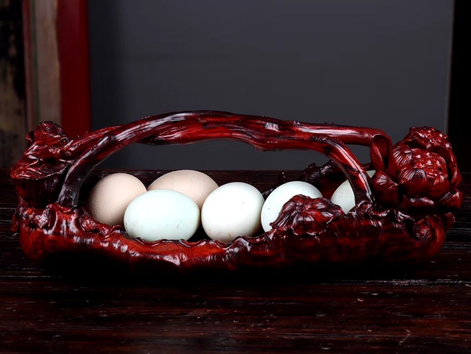 印度小葉紫檀整料雕製【果盤-蓮生貴子】