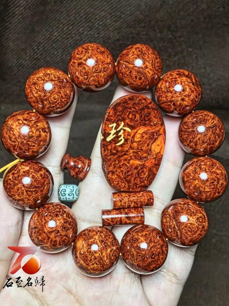 印度小葉紫檀泥料 爆滿纓子瘤疤手珠【珍】