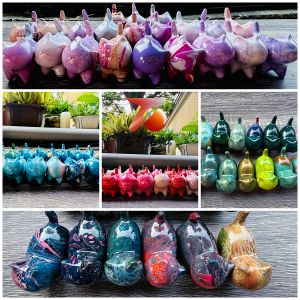 木雕流體彩繪小貓咪 長約4.5公分