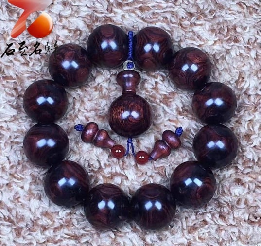臻品 海南黃花梨絕品紫油梨沉水老料20mm手珠 重量62.6公克