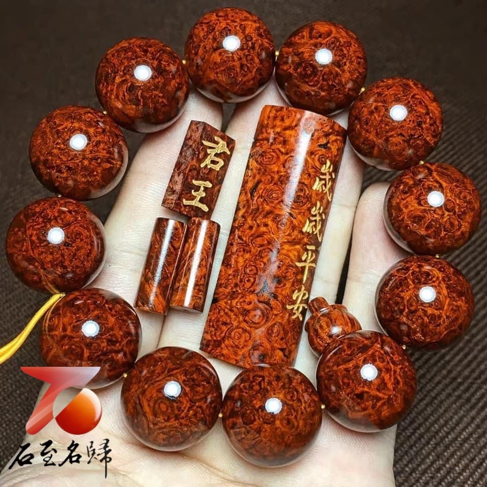 印度小葉紫檀最美纓子瘤疤【君王】 20mm手珠