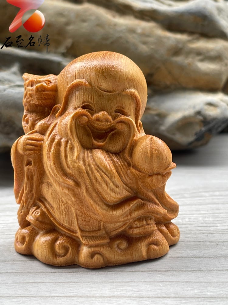 崖柏木雕件【壽星翁】 高6公分