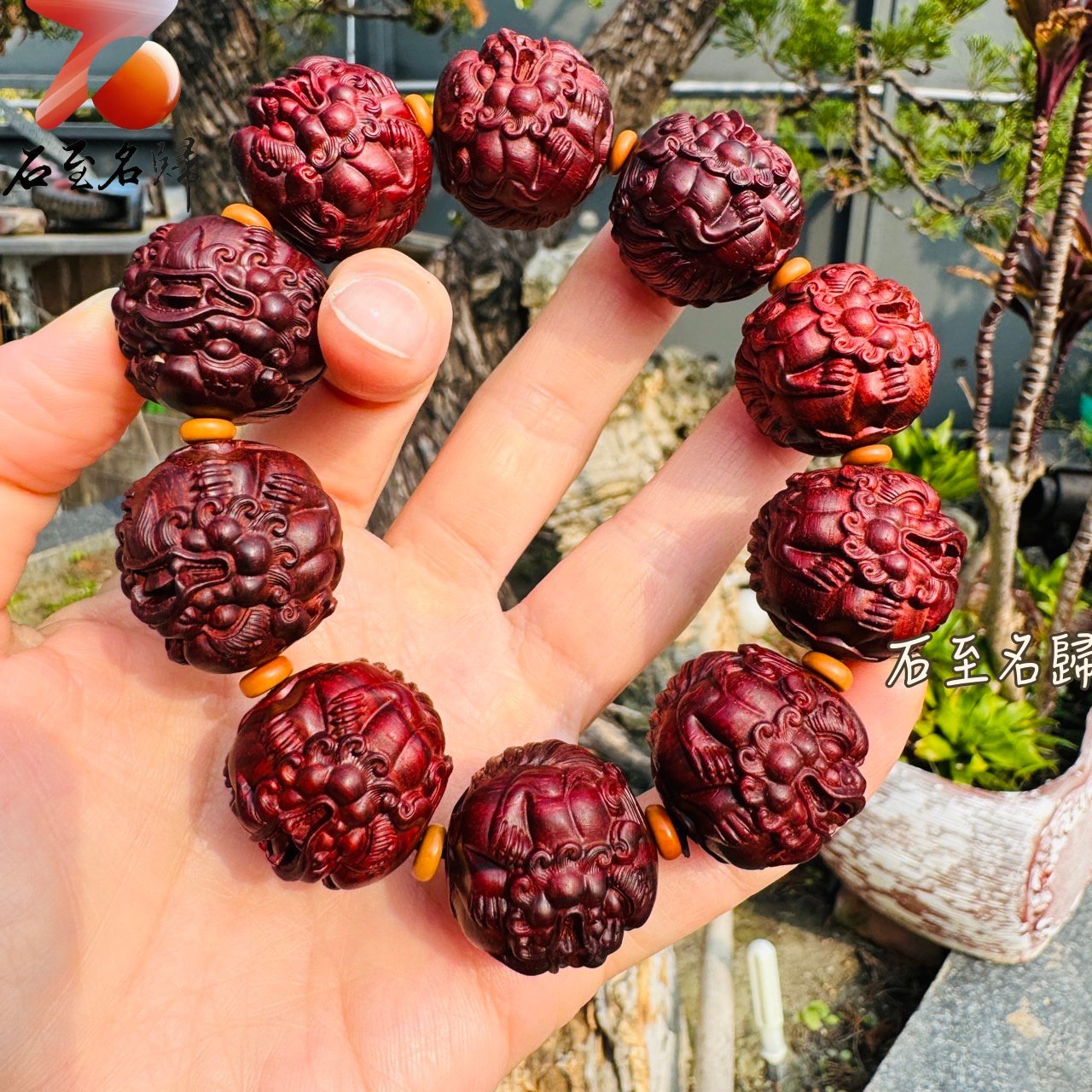 精選天然 印度小葉紫檀老料25mm【招財貔貅】手串