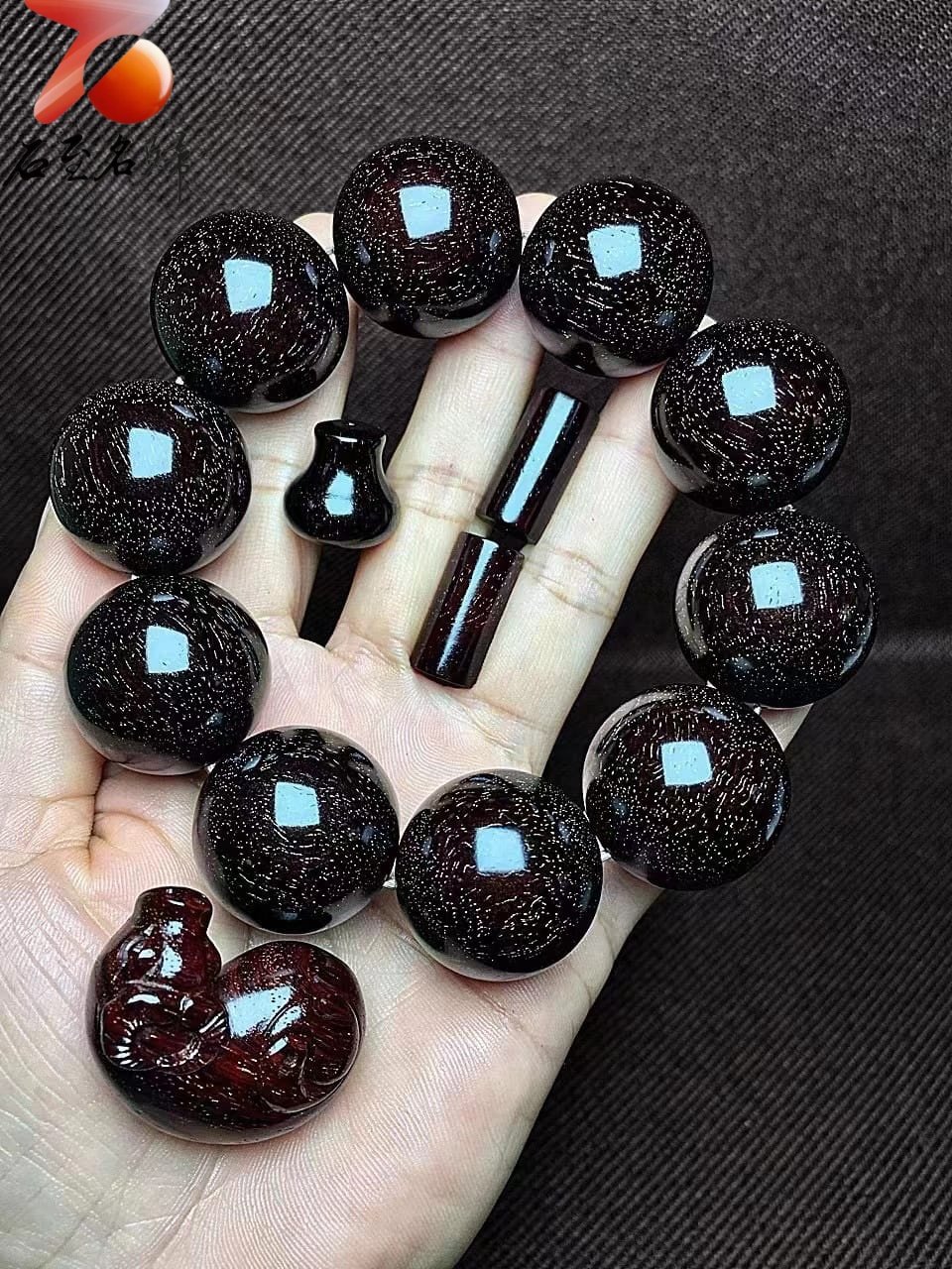 印度小葉紫檀老料 泥料黑珍珠25mm手珠【牛轉乾坤】