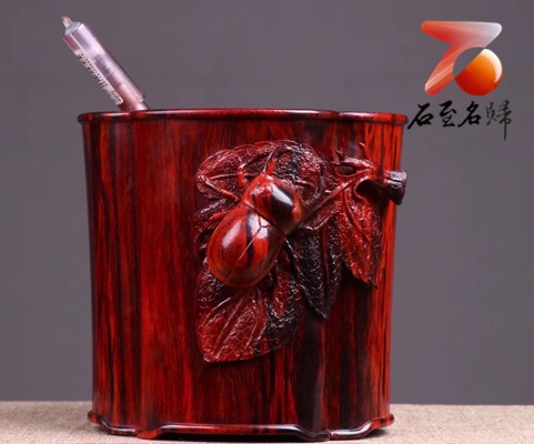 印度小葉紫檀【富甲一方-梅花筆筒】