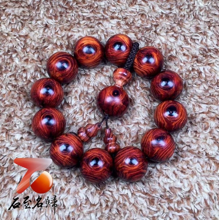 海南黃花梨野生料手珠 20mm×12+1顆 重量49.1克