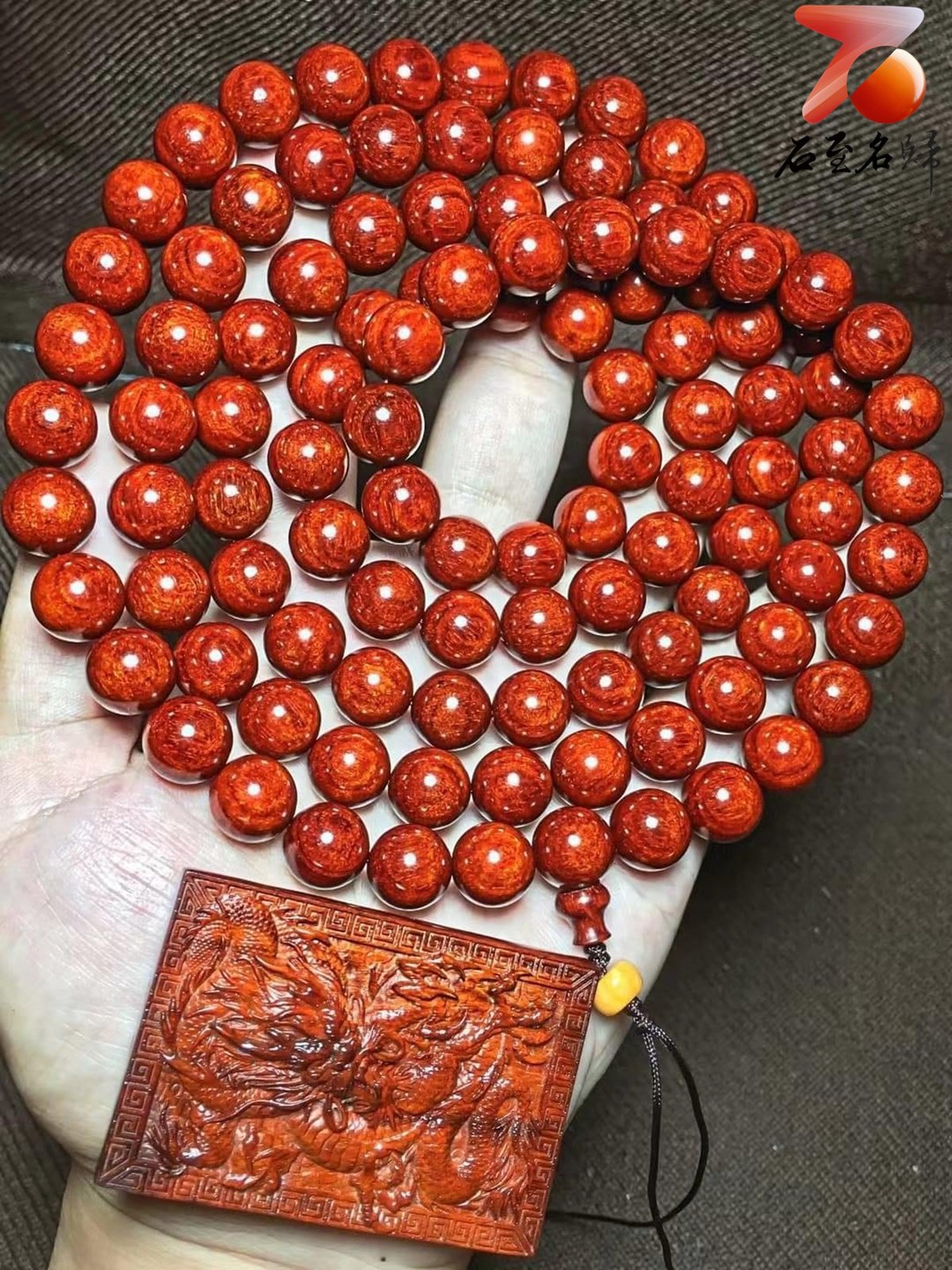 超漂亮印度小葉紫檀12mm×108顆 泥料+魚鱗紋【龍】