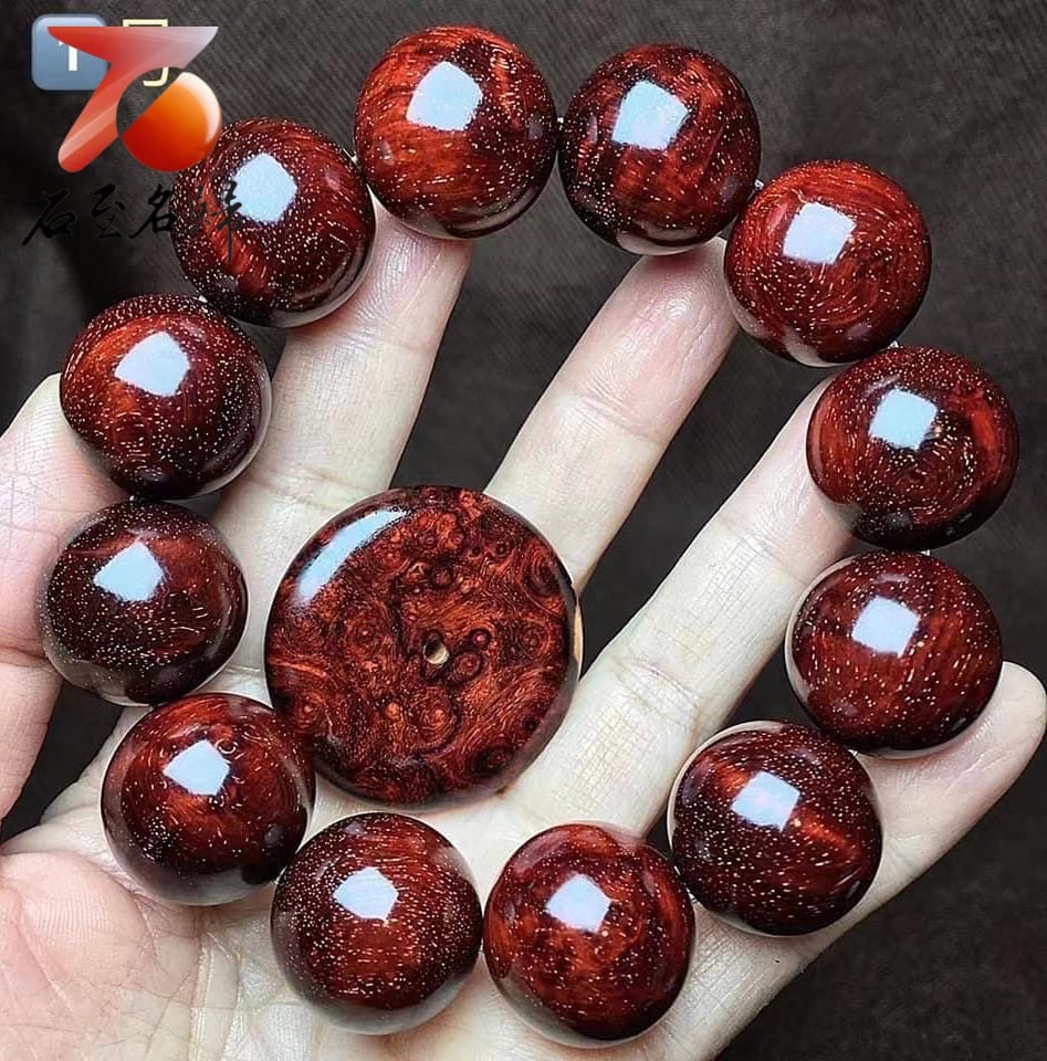 正宗印度小葉紫檀20mm老料 泥料 爆滿螺旋金星