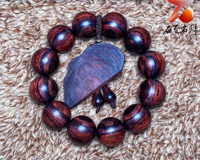 臻藏 海南黃花梨 紫油梨沉水老料20mm手珠 重量55.8克