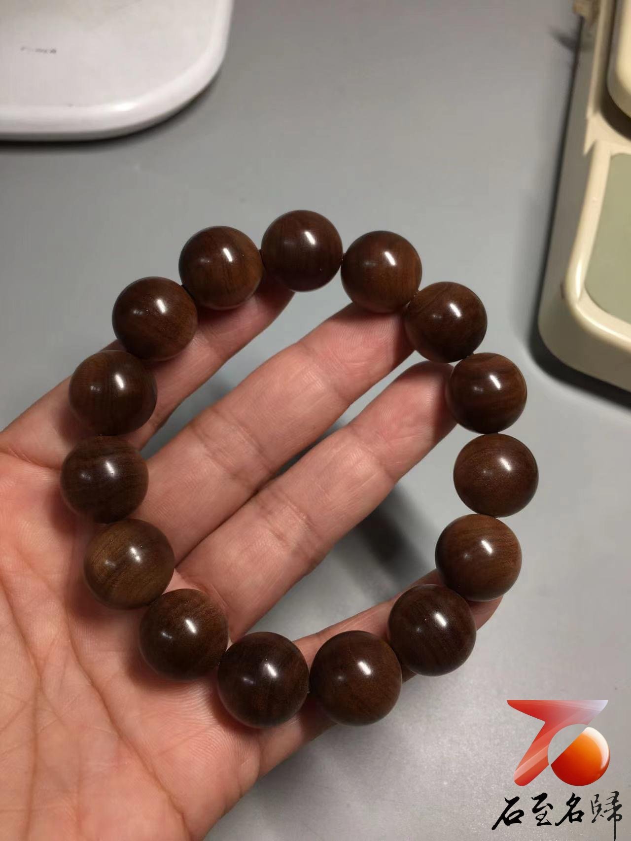 正宗印度老山檀香 虎皮紋爆黑肉沉水15mm手珠