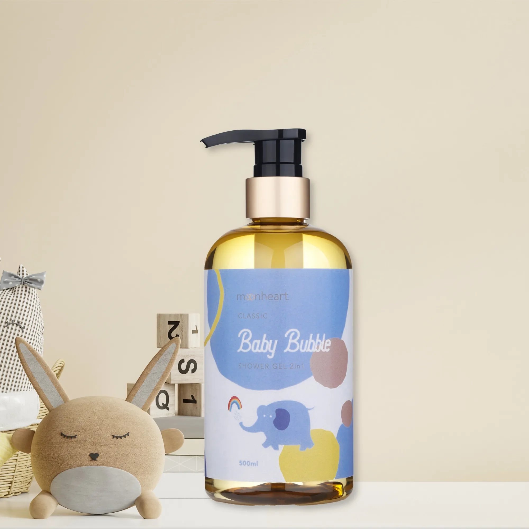 沐心心 寶貝泡泡沐浴油 2in1 藍色大象-經典寶貝