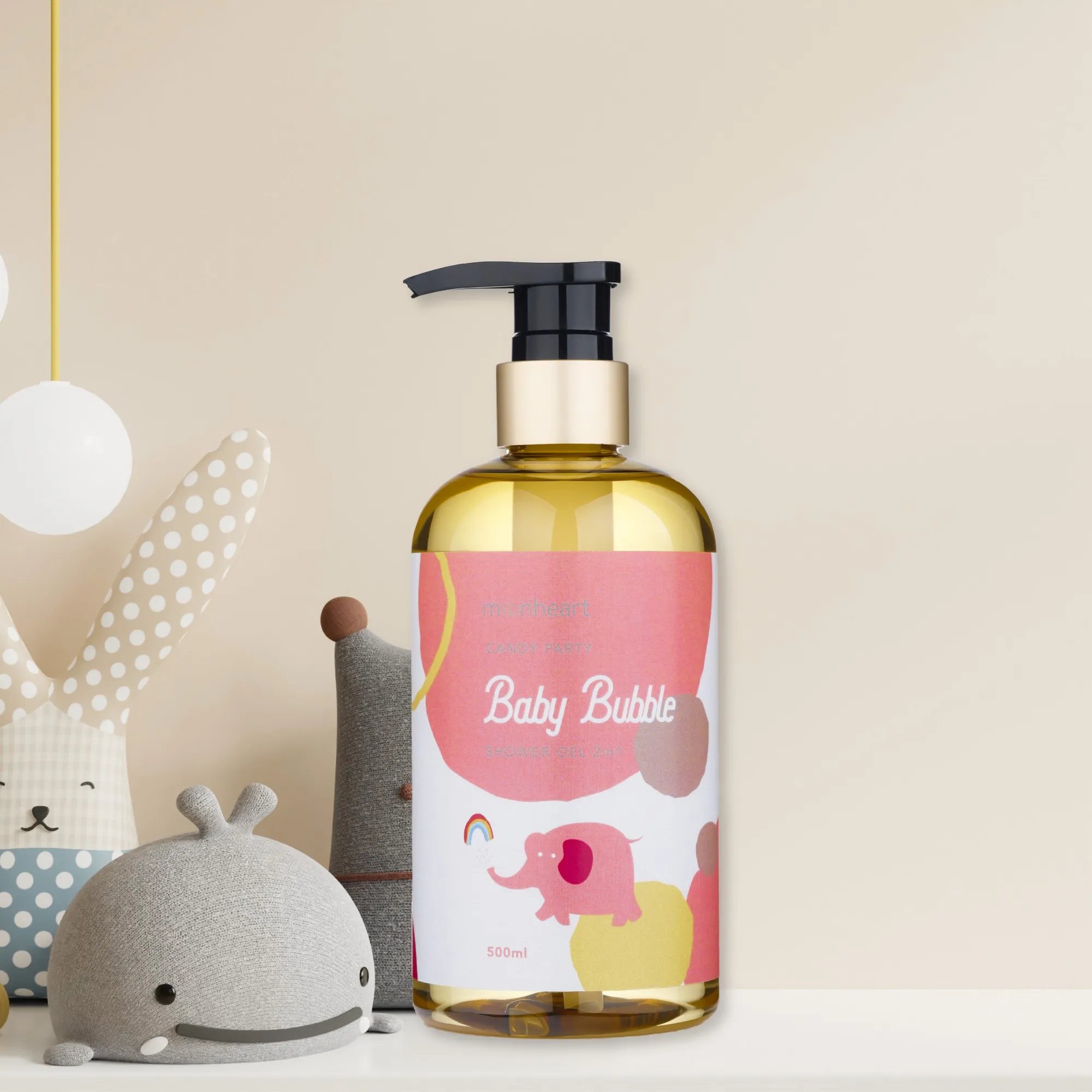 沐心心 寶貝泡泡沐浴油 2in1 粉紅大象-糖果派對