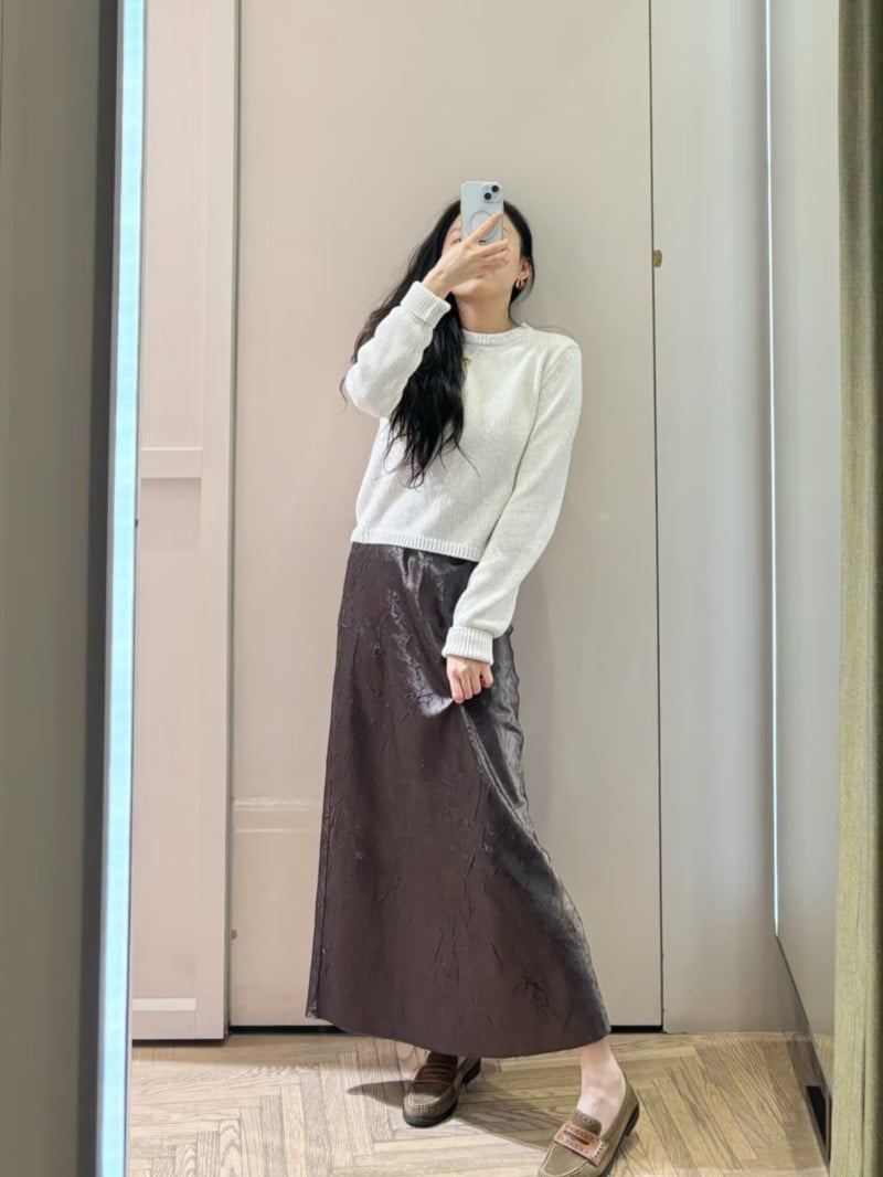 MAX&Co.緞面褶皺鉛筆裙