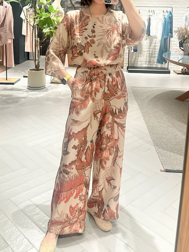 WEEKEND真絲印花寬褲