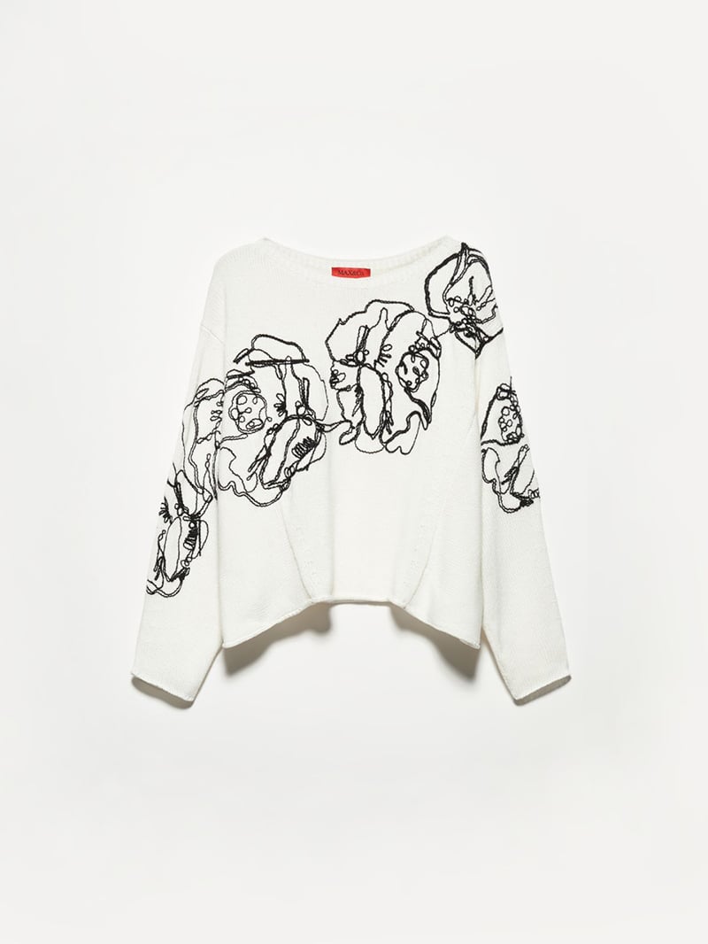 MAX&Co.羊毛混紡花卉刺繡毛衣