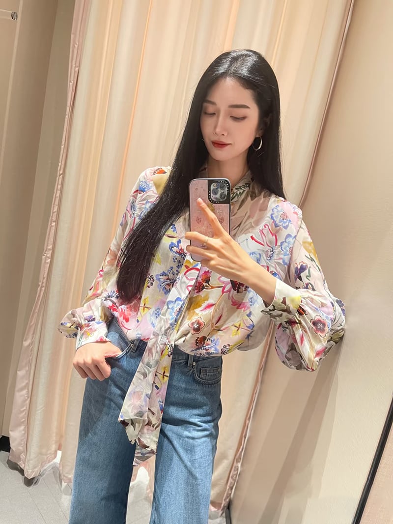 MARELLA繫脖泡泡長袖襯衫