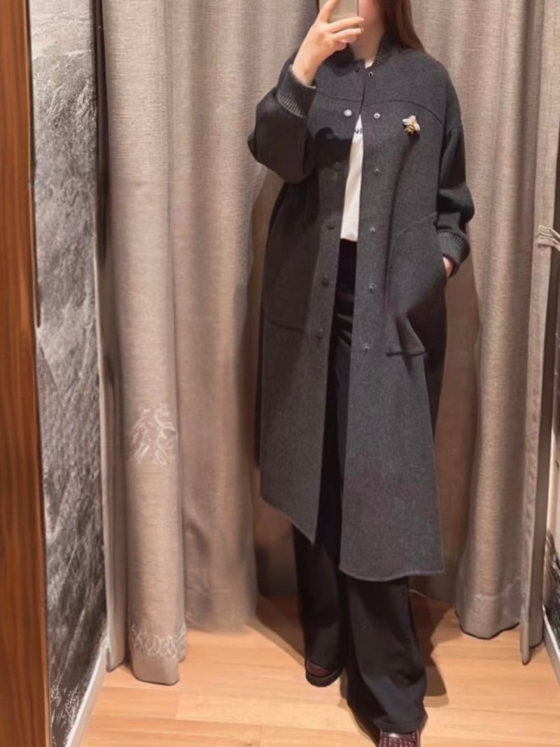 WEEKEND雙層羊毛混紡飛行員領大衣