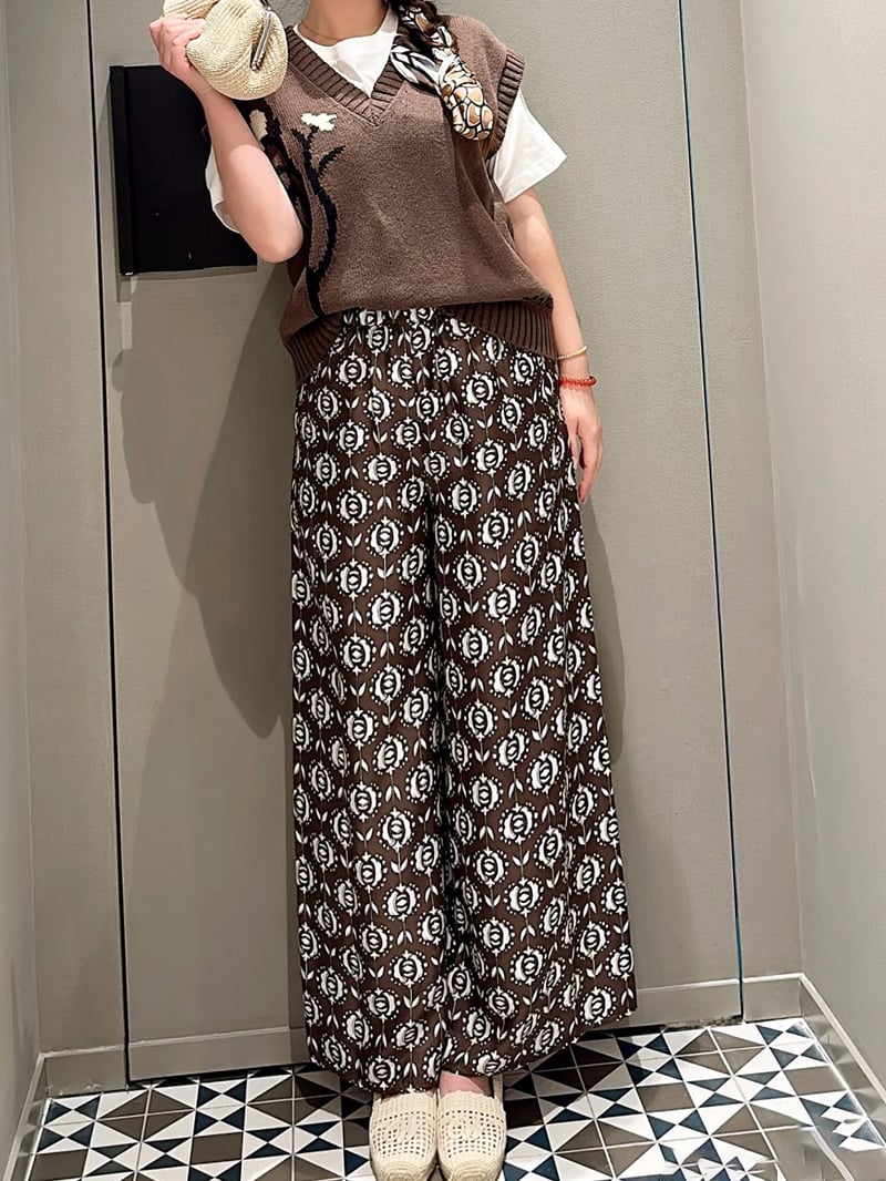 WEEKEND真絲印花寬褲