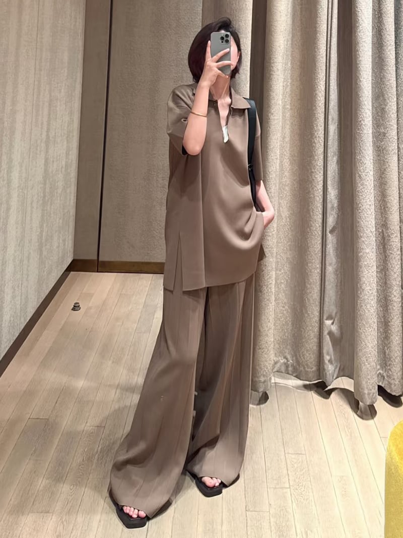 MaxMara褶皺紋理寬褲