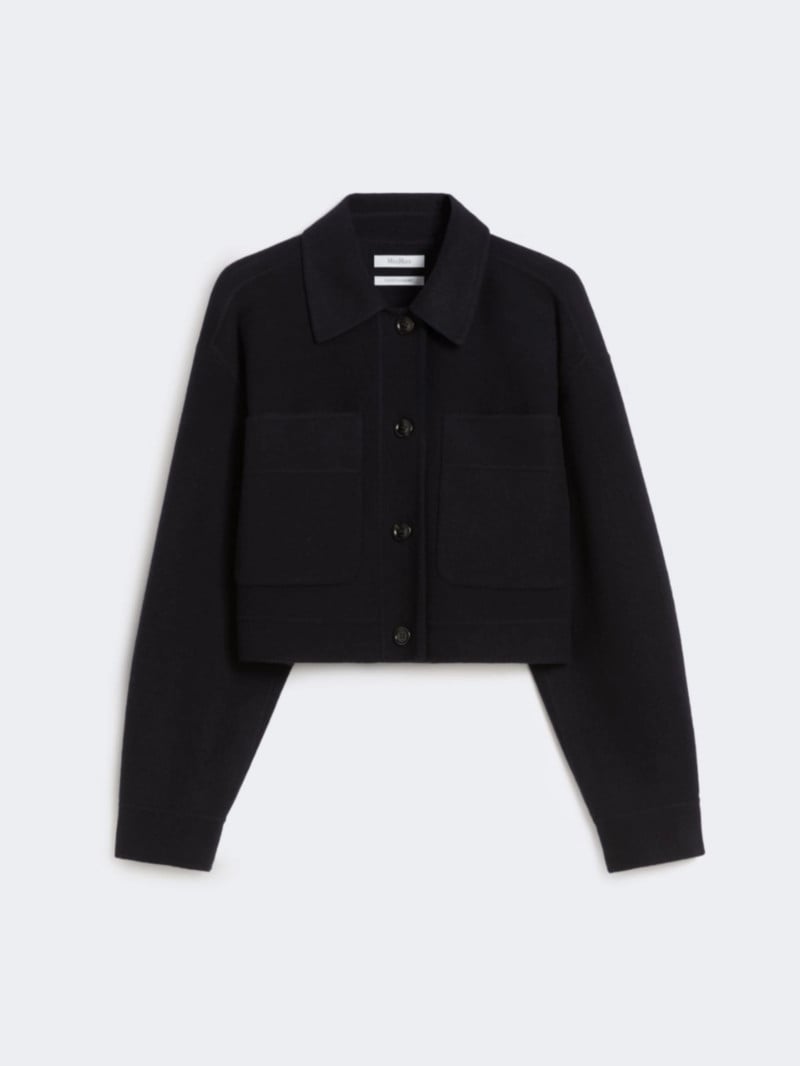 MaxMara羊毛羊絨混紡落肩短外套