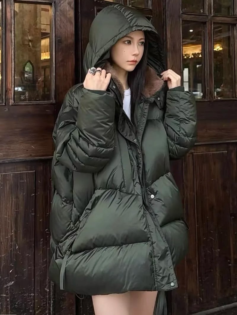 MAX&Co.蛋形可拆帽短款防水羽絨服