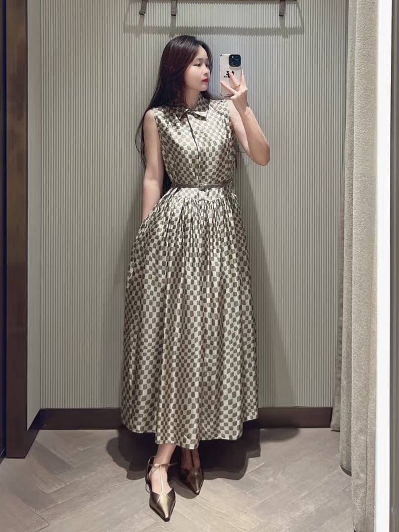 S MaxMara真絲無袖襯衫裙