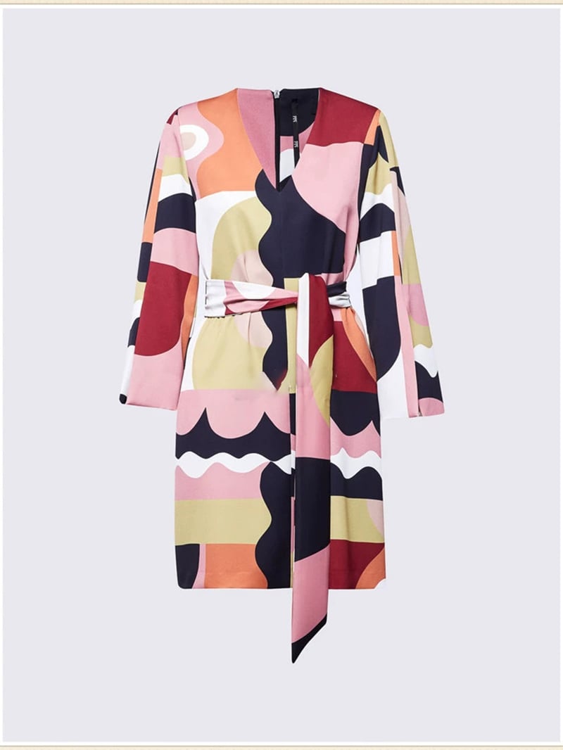 現貨MARELLA撞色V領開叉袖口A字連身裙