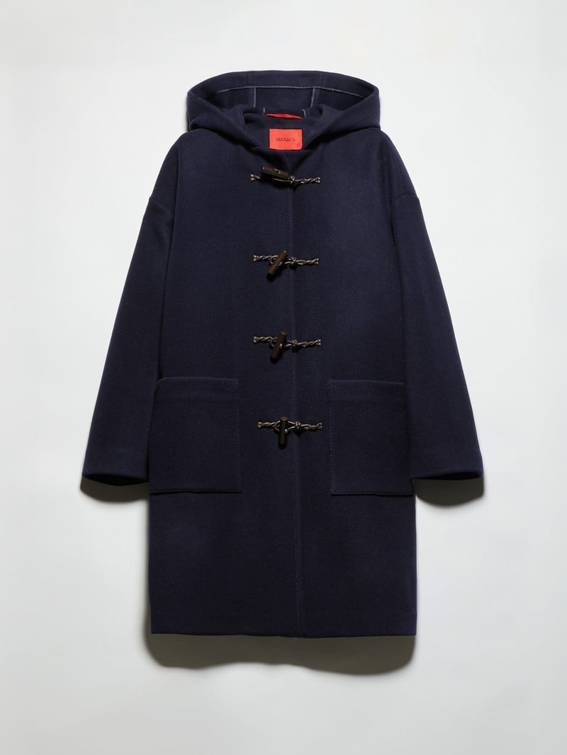 MAX&Co.羊毛混紡牛角扣粗呢大衣