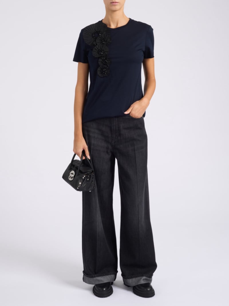 MaxMara Studio花卉裝飾刺繡短T