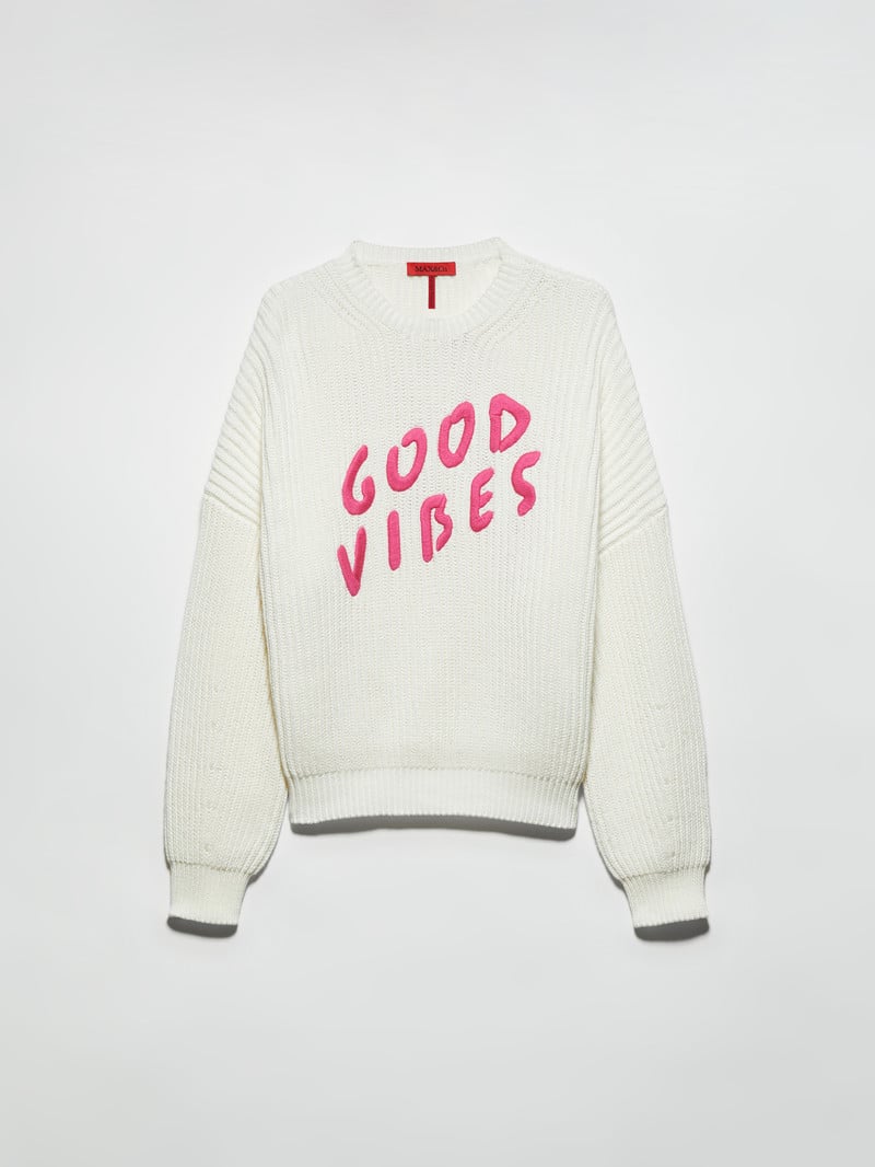 MAX&Co.羊毛混紡刺繡字母羅紋毛衣