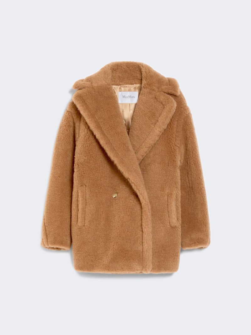 MaxMara經典款駝絨絲綢混紡短泰迪大衣