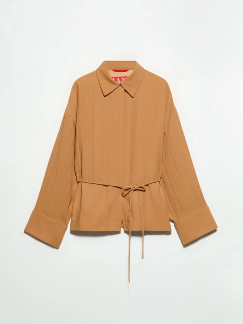 MAX&Co.緞面褶皺繫帶薄外套