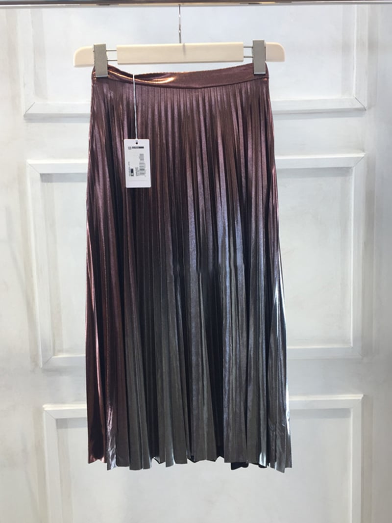 現貨PATRIZIA PEPE金屬漸變光澤百褶半身裙