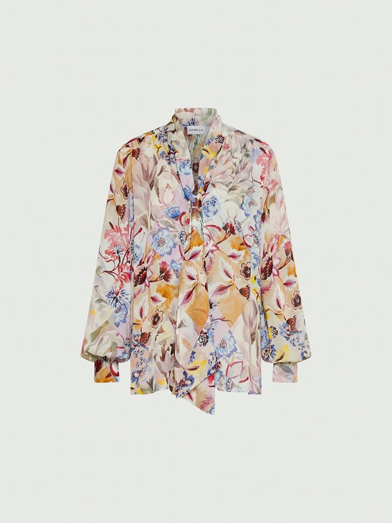 MARELLA繫脖泡泡長袖襯衫