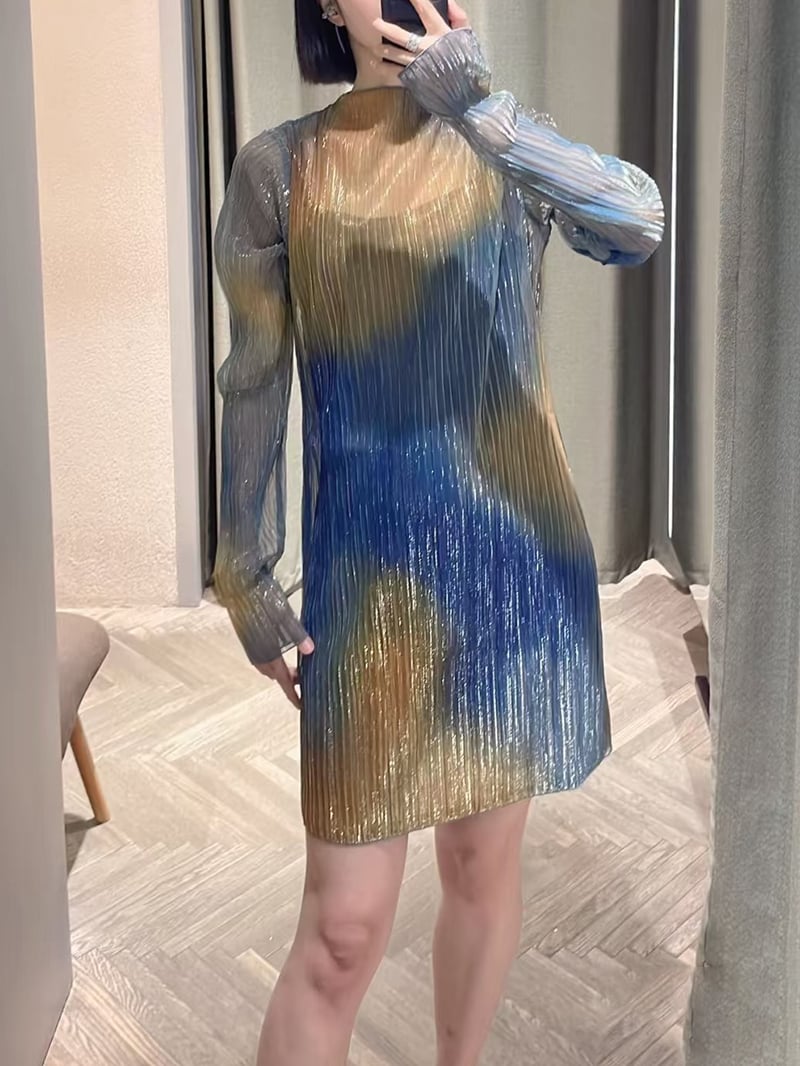 MAX&Co.渲染印花薄紗洋裝