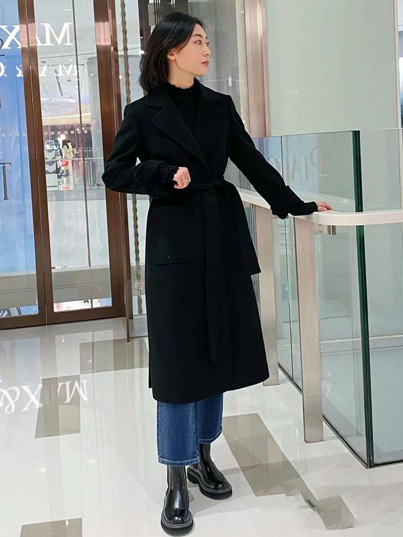 MAX&Co.經典款羊毛翻領繫腰大衣