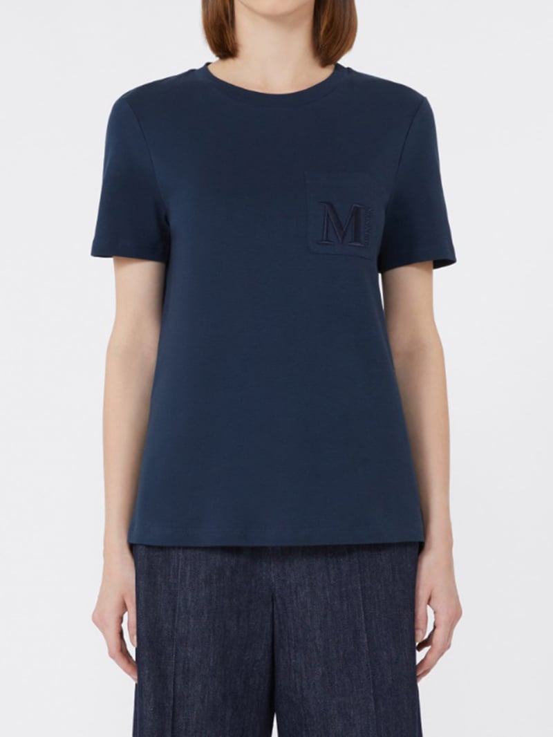 S MaxMara純棉M刺繡短T