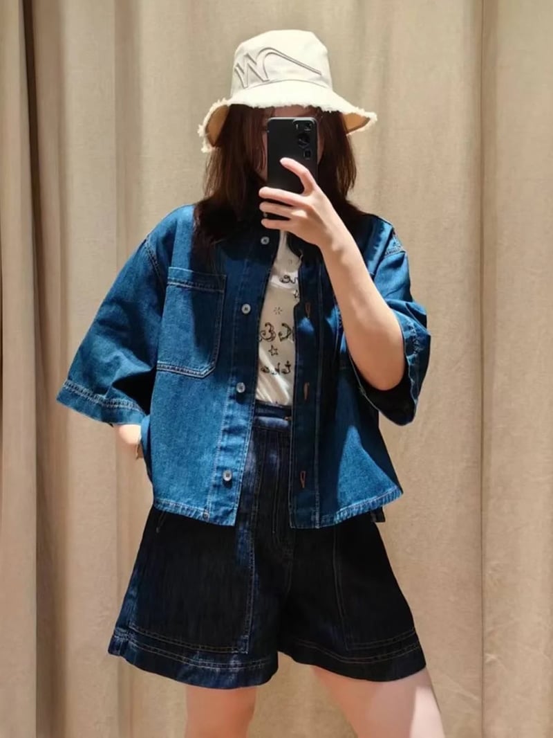 Weekend七分袖寬版牛仔襯衫