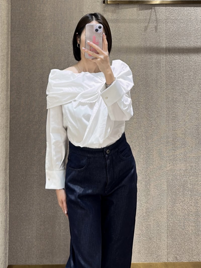 MaxMara不對稱領披肩襯衫