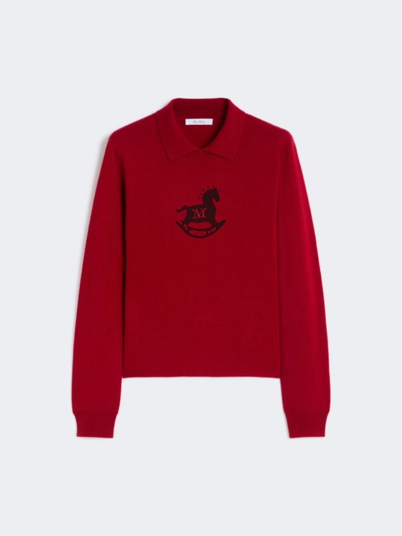 MaxMara羊毛羊絨混紡馬年限定修身毛衣