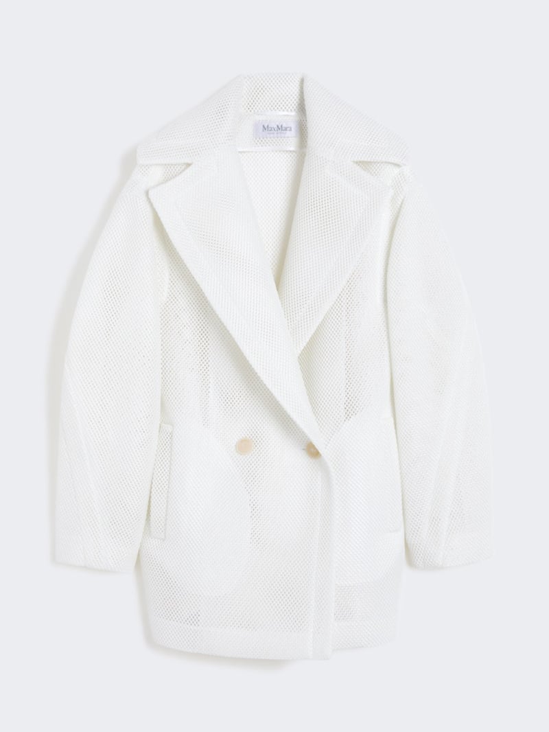 MaxMara寬翻領網眼雙排扣短大衣